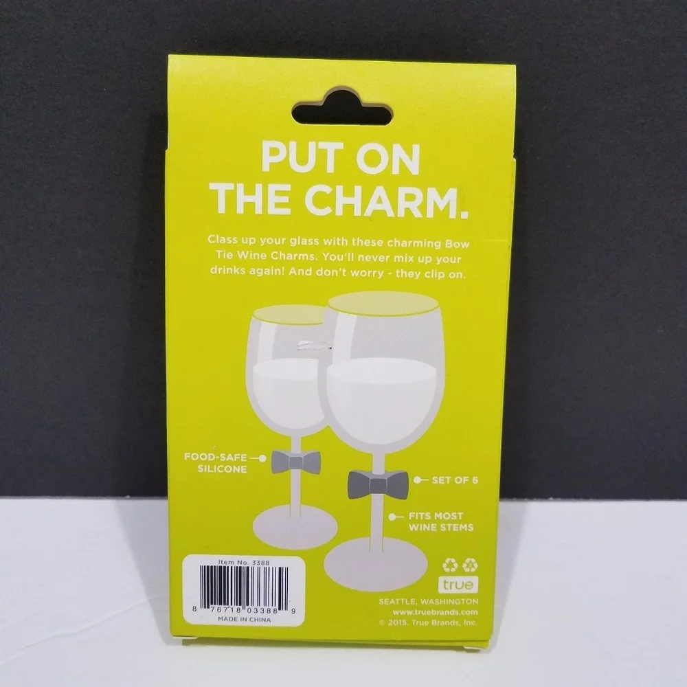Bowtie Wine Charms Set of 6